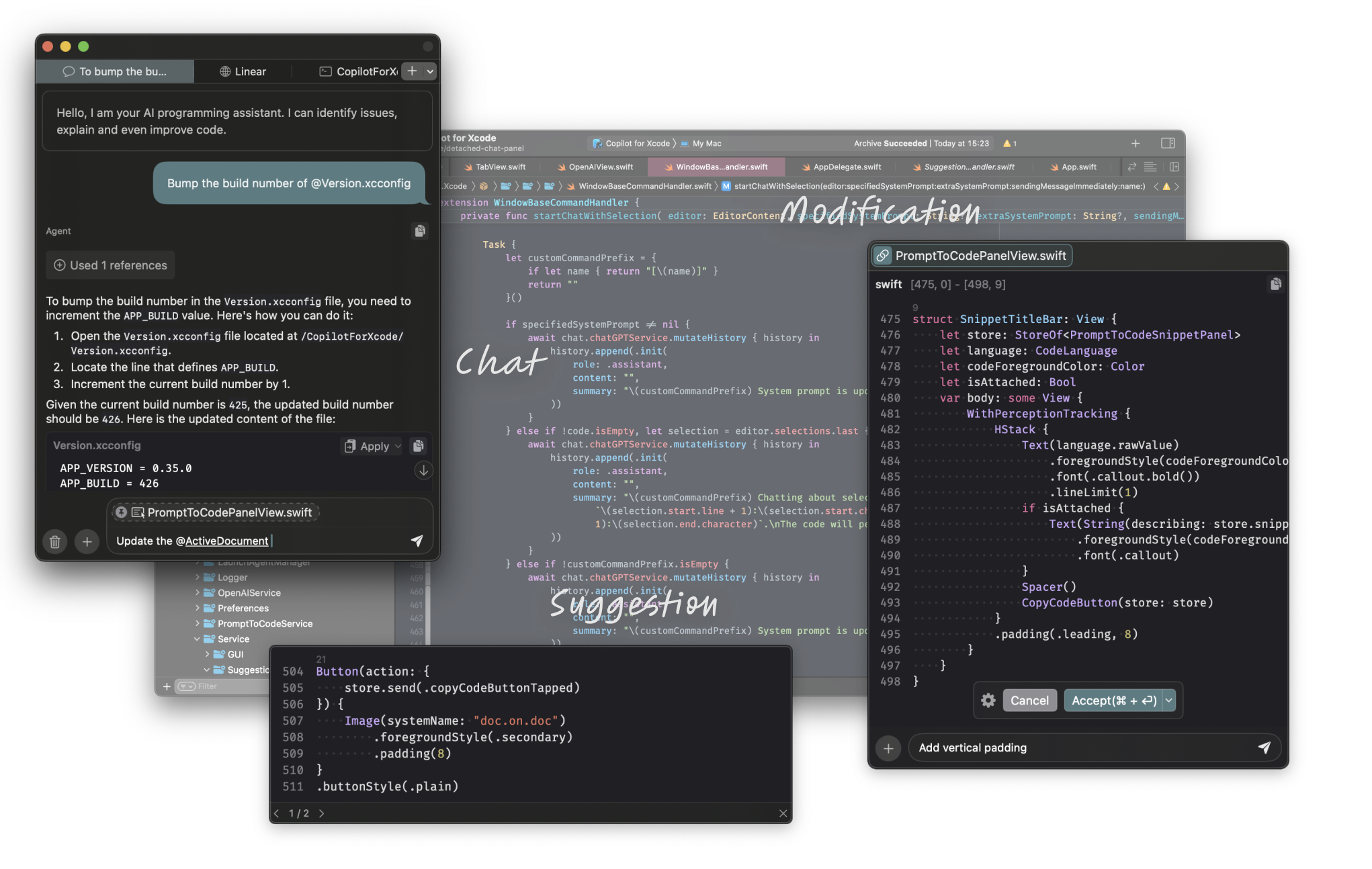 Copilot for Xcode interface